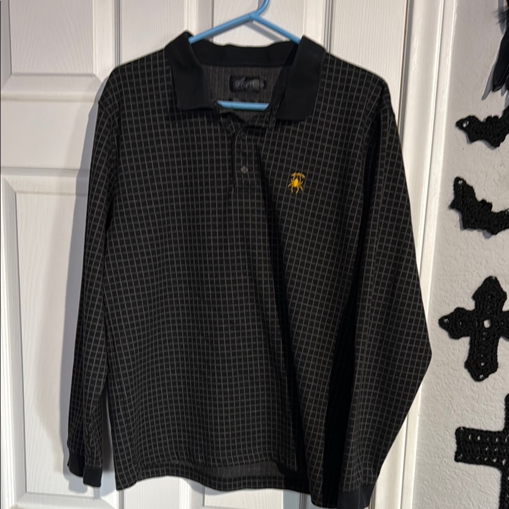 DWFH Black Checkered Long Sleeve Polo shirt